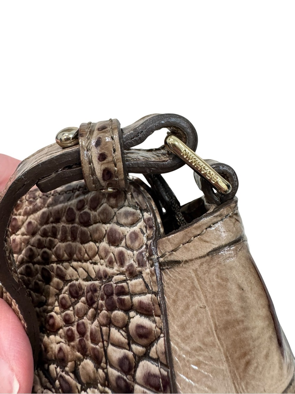 Brahmin Croc-Embossed Brown Crossbody Shoulder Bag - Picture 8 of 14